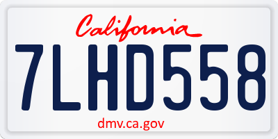 CA license plate 7LHD558