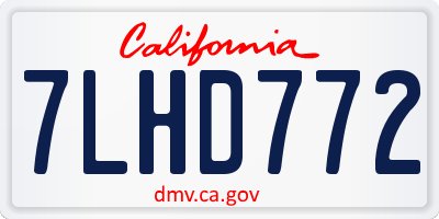 CA license plate 7LHD772