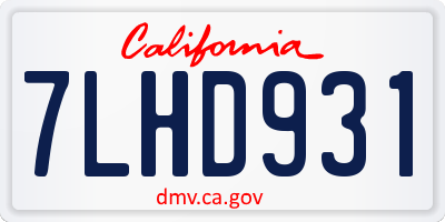 CA license plate 7LHD931