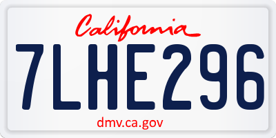 CA license plate 7LHE296