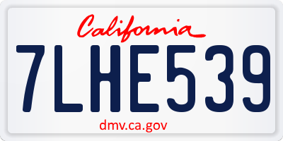 CA license plate 7LHE539
