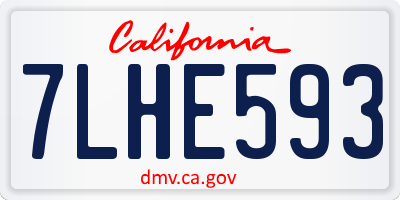 CA license plate 7LHE593