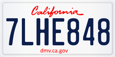 CA license plate 7LHE848