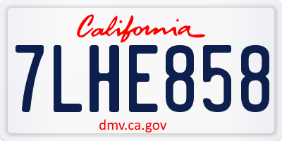 CA license plate 7LHE858
