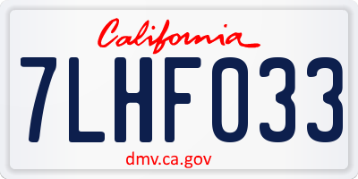 CA license plate 7LHF033