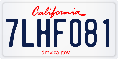 CA license plate 7LHF081