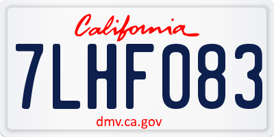CA license plate 7LHF083