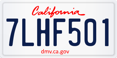 CA license plate 7LHF501