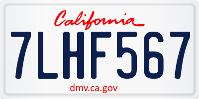 CA license plate 7LHF567