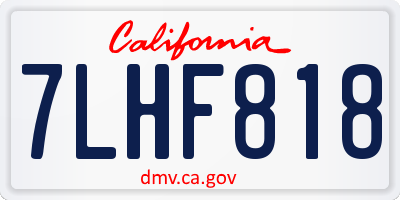 CA license plate 7LHF818