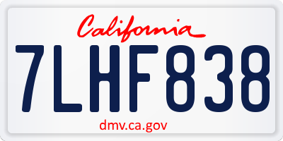 CA license plate 7LHF838
