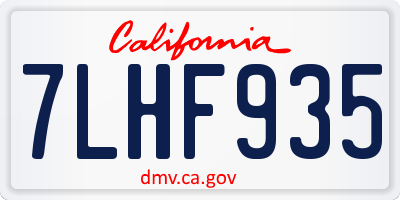 CA license plate 7LHF935