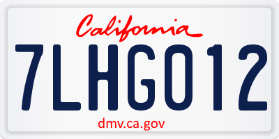 CA license plate 7LHG012