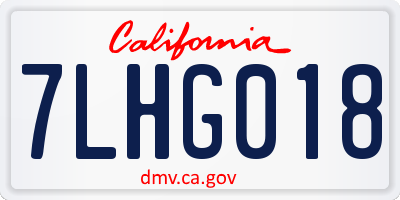 CA license plate 7LHG018