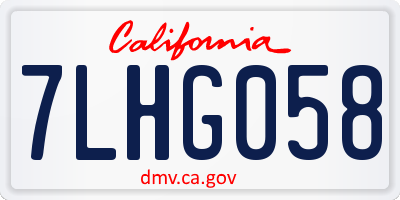 CA license plate 7LHG058