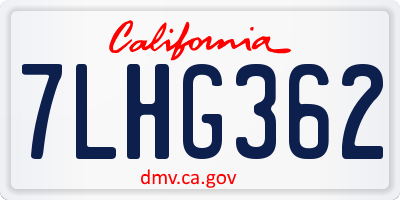 CA license plate 7LHG362