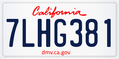 CA license plate 7LHG381