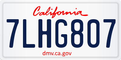 CA license plate 7LHG807