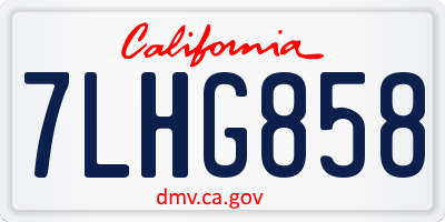 CA license plate 7LHG858