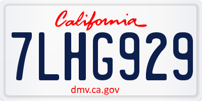 CA license plate 7LHG929