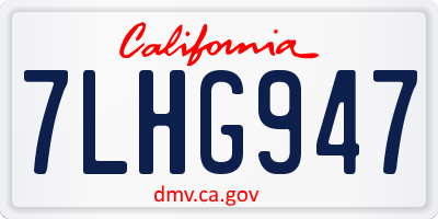 CA license plate 7LHG947