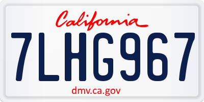 CA license plate 7LHG967