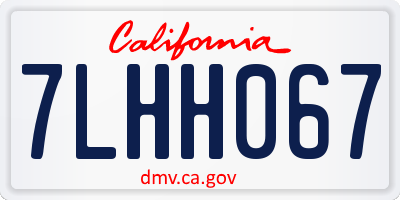 CA license plate 7LHH067