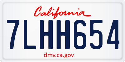 CA license plate 7LHH654