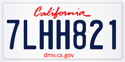 CA license plate 7LHH821