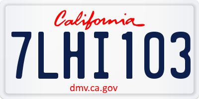 CA license plate 7LHI103