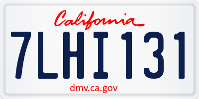 CA license plate 7LHI131