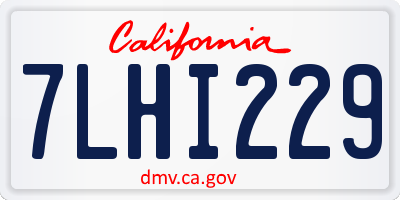 CA license plate 7LHI229