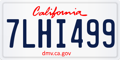 CA license plate 7LHI499