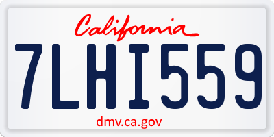 CA license plate 7LHI559