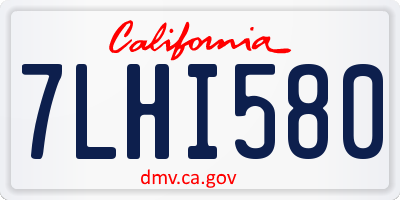 CA license plate 7LHI580