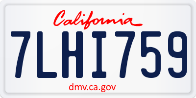 CA license plate 7LHI759