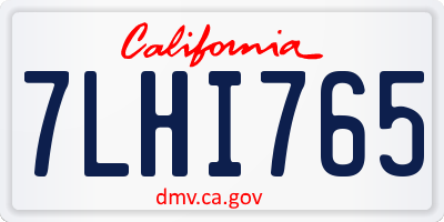 CA license plate 7LHI765