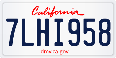 CA license plate 7LHI958