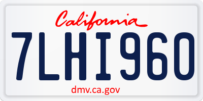 CA license plate 7LHI960