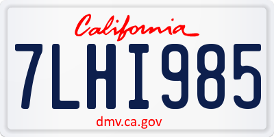 CA license plate 7LHI985