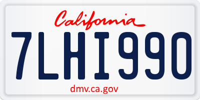 CA license plate 7LHI990