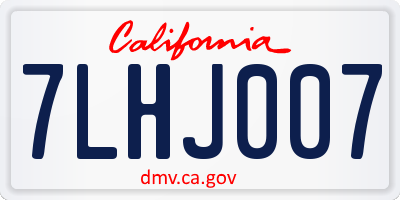 CA license plate 7LHJ007