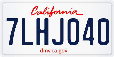 CA license plate 7LHJ040