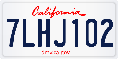 CA license plate 7LHJ102