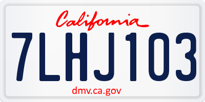 CA license plate 7LHJ103