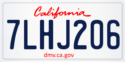 CA license plate 7LHJ206