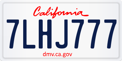 CA license plate 7LHJ777