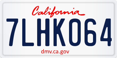 CA license plate 7LHK064