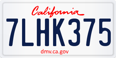 CA license plate 7LHK375