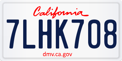 CA license plate 7LHK708
